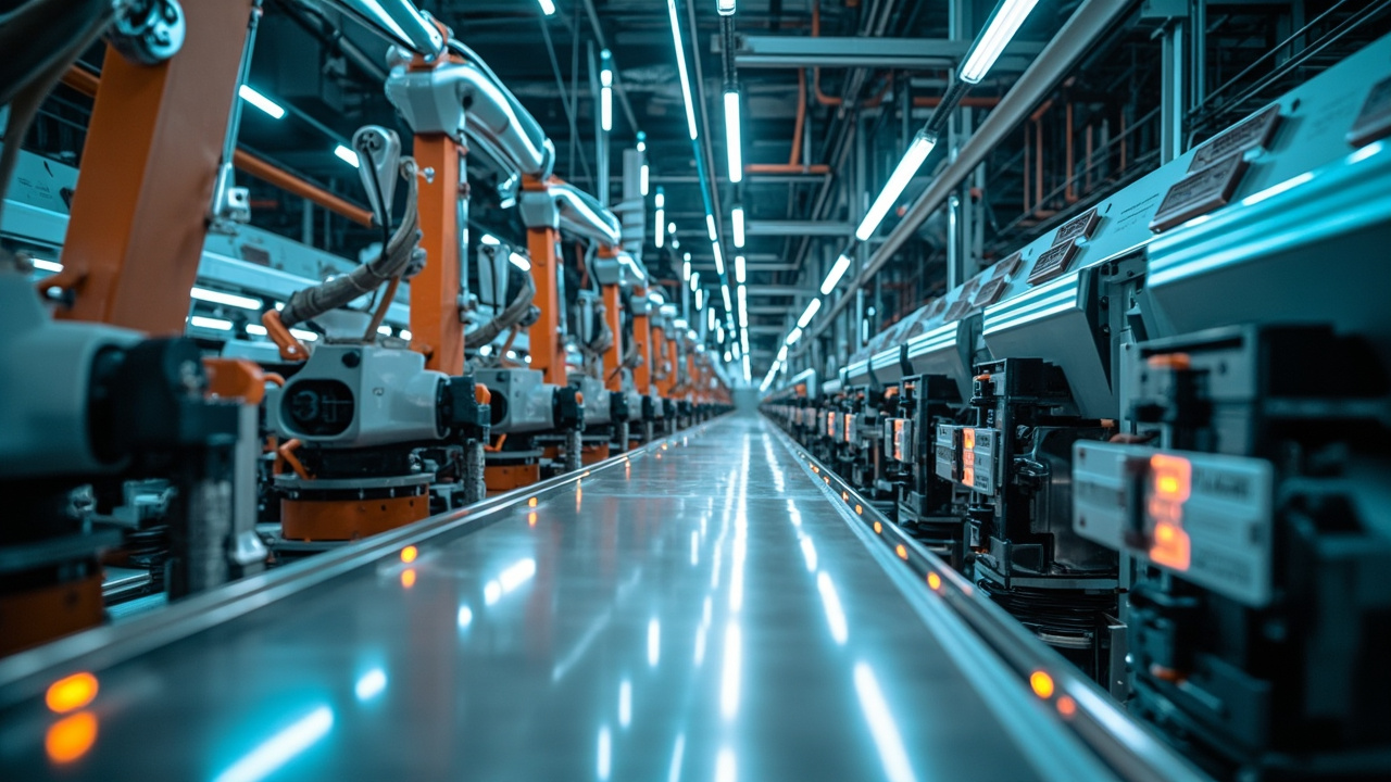Industrial automation equipment in a factory