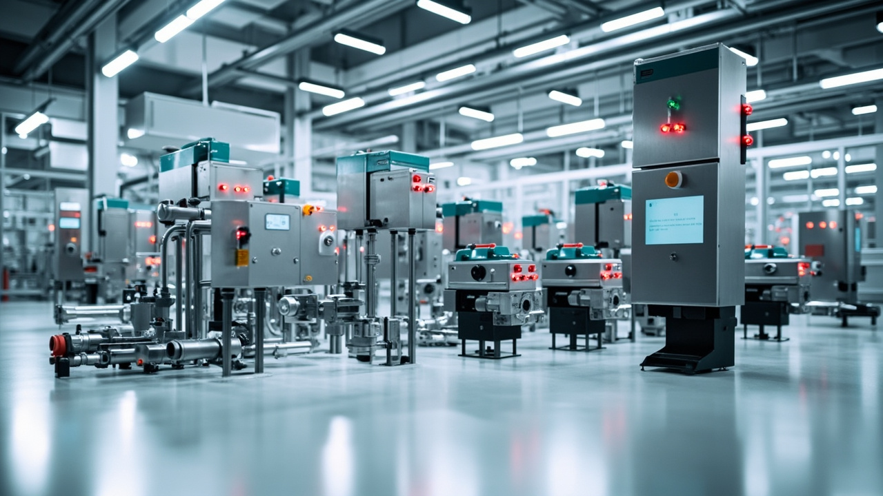 Assortment of industrial automation equipment and components in a clean warehouse, symbolizing efficient MRO supply